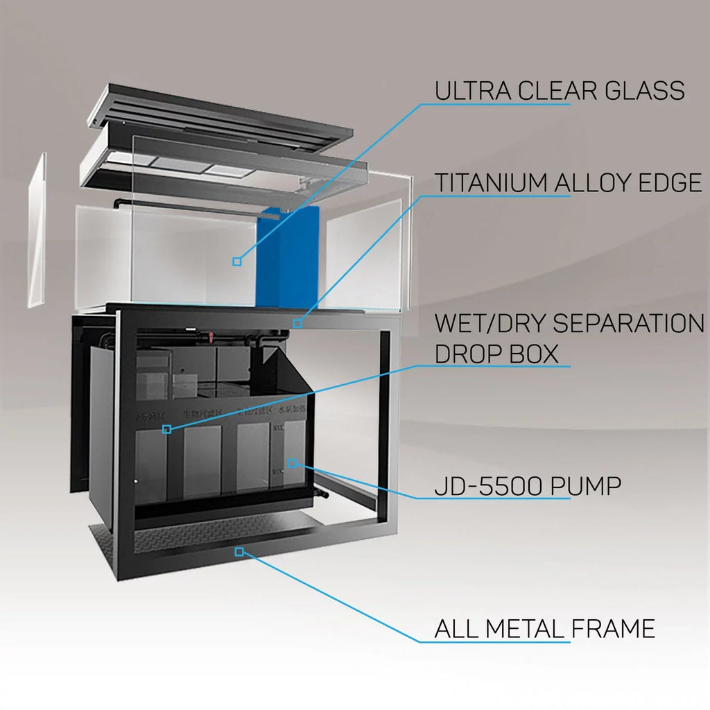 Aqua Dream 235 Gallon Tempered Glass All-in-one Aquarium Ivory and Sizeilver