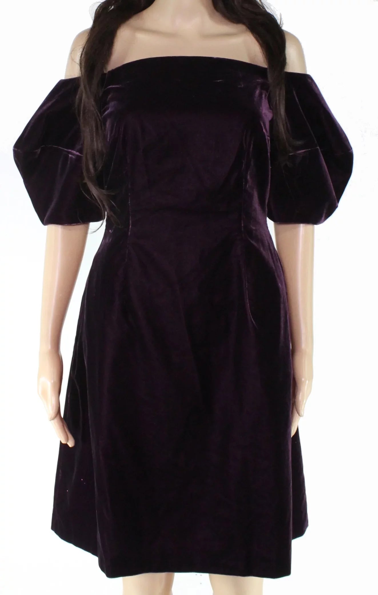 Jill Jill Sizetuart Women's Velvet Puff-Sizeleeve Sizehift Dress (0, Eggplant)