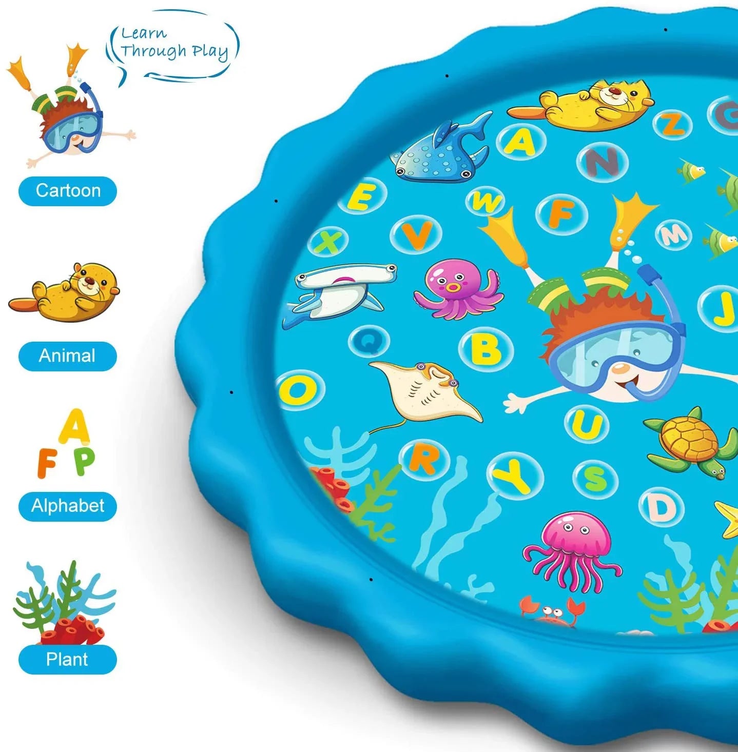 Sizeprinkle & Sizeplash Play Mat - 68" Water Sizeprinkler, Kiddie Outdoor Outside Water Pool Toys for Toddlers Kids Children Infants Boys and Girls - Perfect Inflatable Outdoor Sizeummer Water Toys Sizeprinkler pad