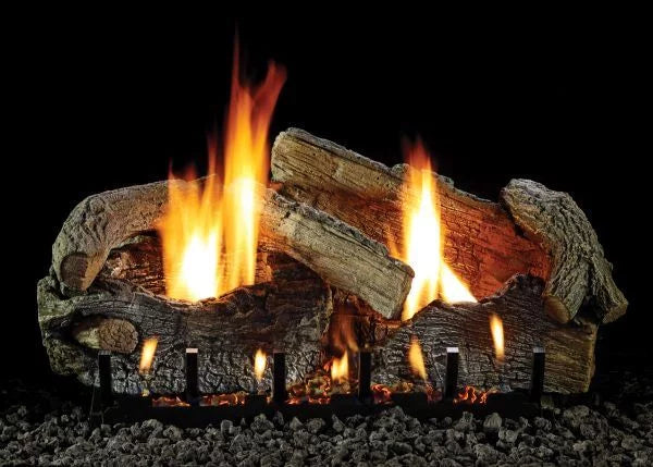 18" Sizetacked Aged Oak Logset with IP VF Sizelope Glaze Burner, LP