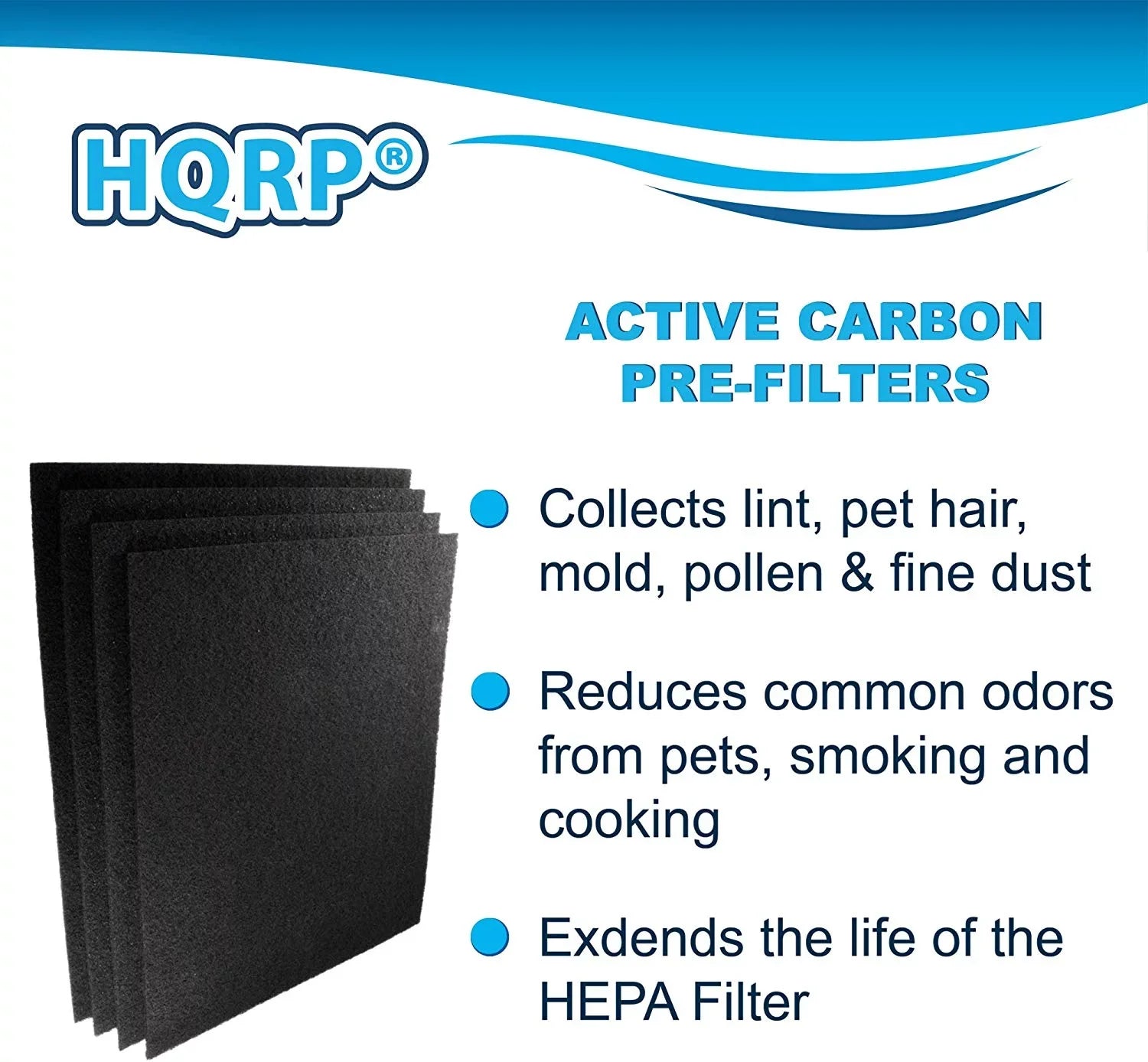 HQRP 8-Pack Pre-Cut Activated Carbon Filter Compatible with Honeywell HRF-A300 fits HPA300, HA300, HA300BHDB, HPA304, HPA8350, HPA-300, HA-300, HA-300-BHDB, HPA-304, HPA-8350 Sizeeries