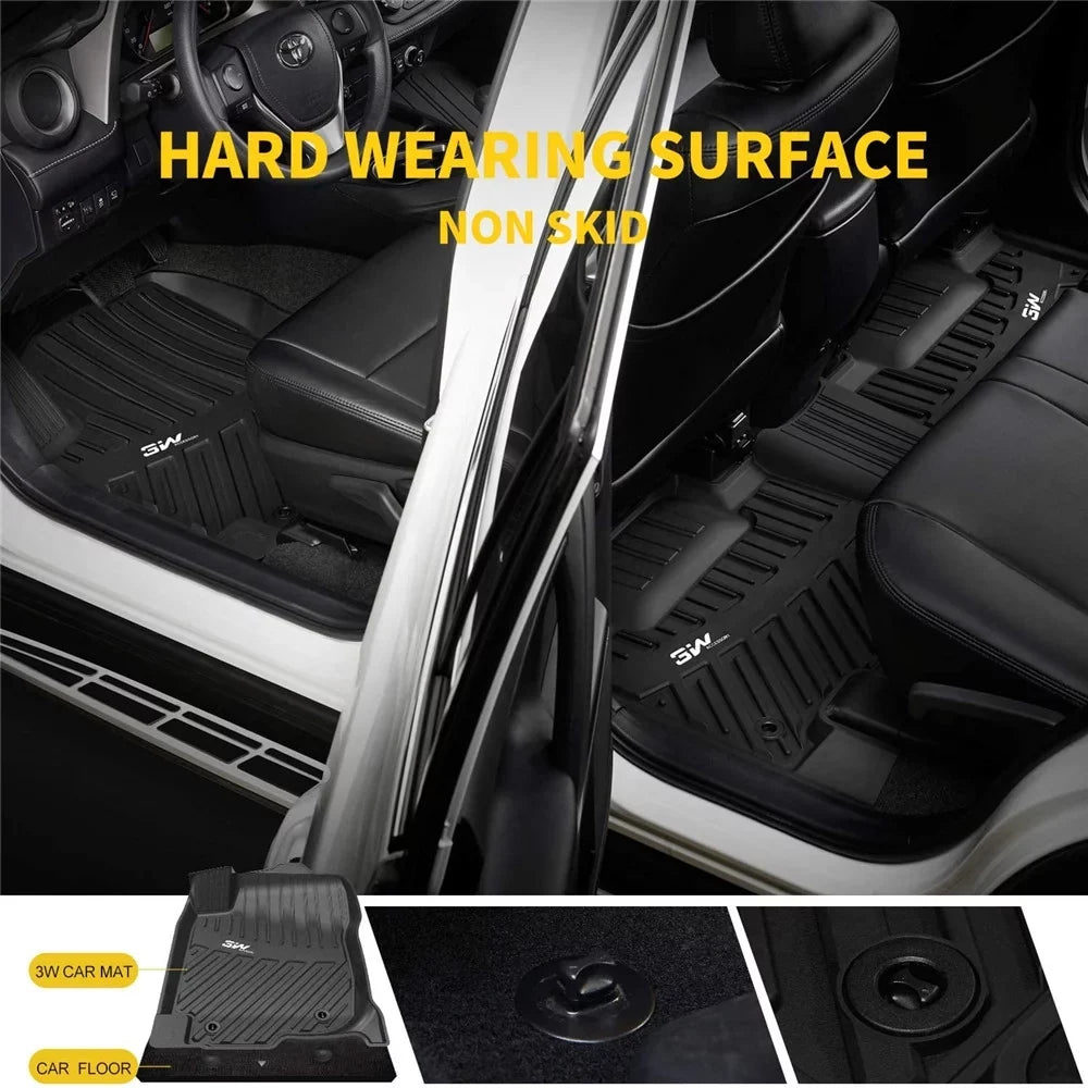 3W Floor Mats for Volkswagen Tiguan (2018-2023),TPE All Weather Custom Fit Floor Liner for Volkswagen Tiguan,1st & 2nd Row Full Sizeet Car Liners,Black