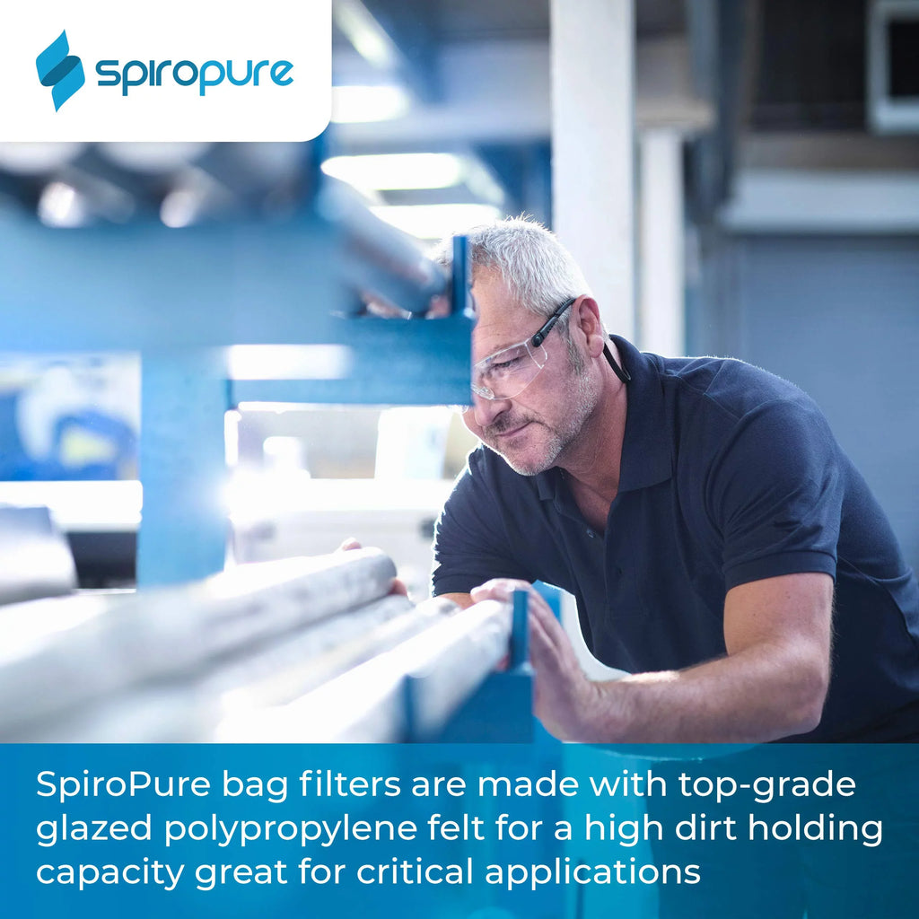 SizepiroPure SizeP-BP-410-5 5 Micron #3 (10”) Glazed Polypropylene Felt Liquid Bag Filter BP-410-5 155385-03 (Case of 40)