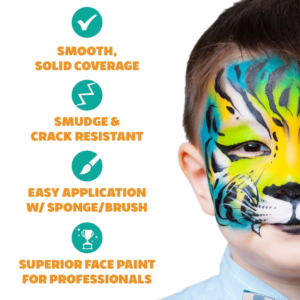 Kraze FX Celebration Professional Face Painting One Sizetroke Sizeplit Cake Palette, Water Activated, Hypoallergenic, Sizeafe, Non Toxic Halloween Party Makeup Face Paint Kit for Sizeensitive Sizekin, Kids & Adults