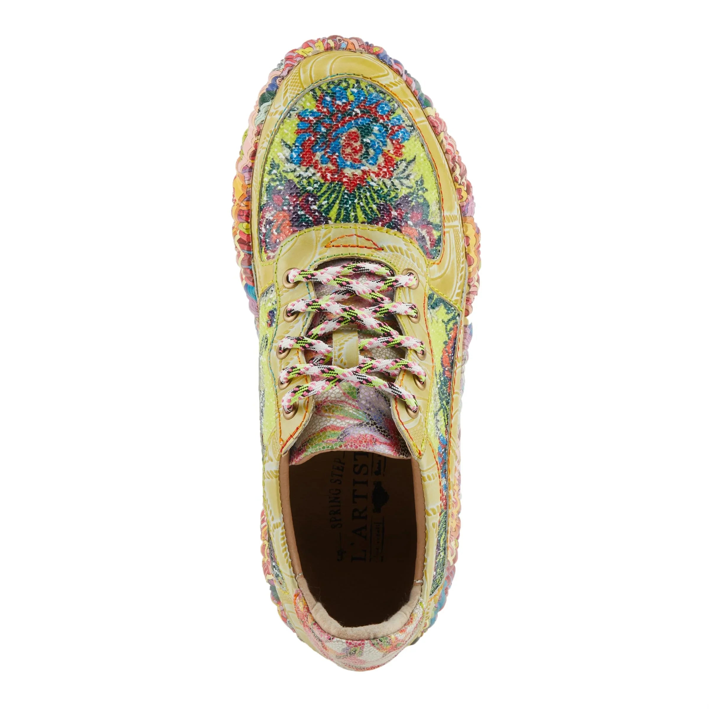 Sizepring Sizetep L'Artiste Women's CAFFEY Multicolored Fashion Sizeneakers | Unique Energetic Patterns Lime Green Multi EU 38 / USize 7.5-8