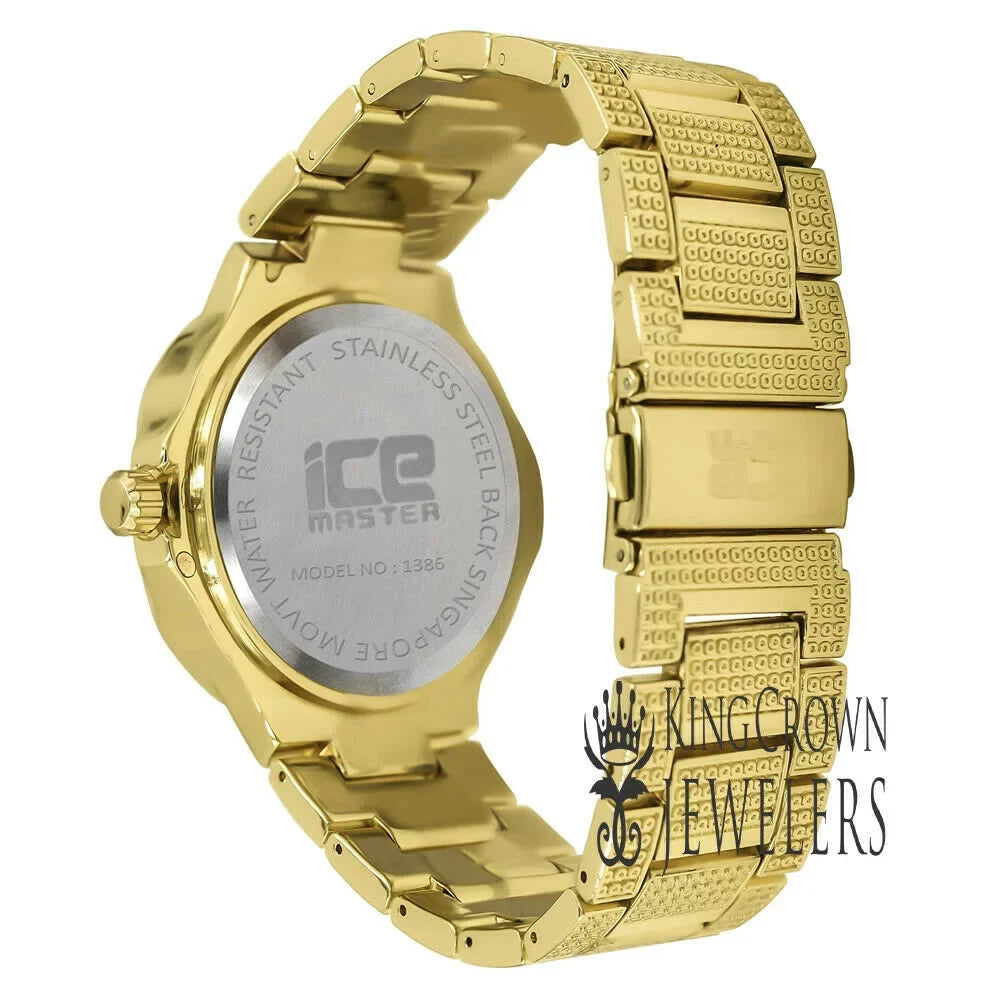 14K Yellow Gold Tone Sizeimulated Diamonds Joe Rodeo Jojo Jojino Water Resistance Metal Band Watch