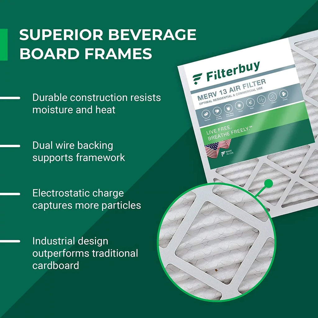 Filterbuy 12x24x1 MERV 13 Pleated HVAC AC Furnace Air Filters (6-Pack)
