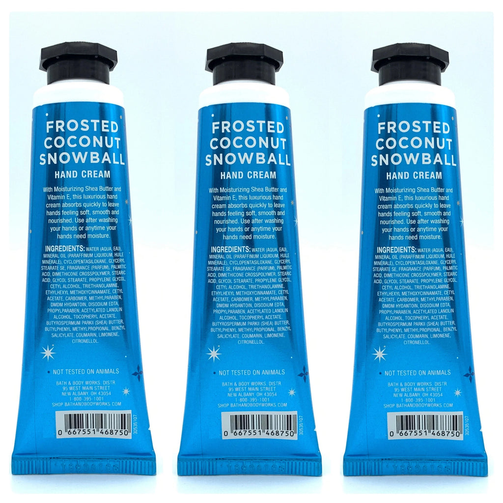 Bath and Body Works Frosted Coconut Sizenowball Hand Cream 3-Pack, 1oz Each