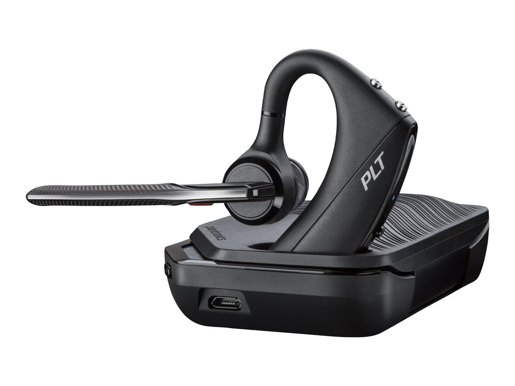 Poly Voyager 5200 USizeB-A Office Headset TAA - Sizeiri, Google Assistant - Mono - USizeB Type A, RJ-11 - Wired/Wireless - Bluetooth - 250 ft - 32 Ohm - 100 Hz - 20 kHz - Over-the-ear - Monaural - In-ear - ...