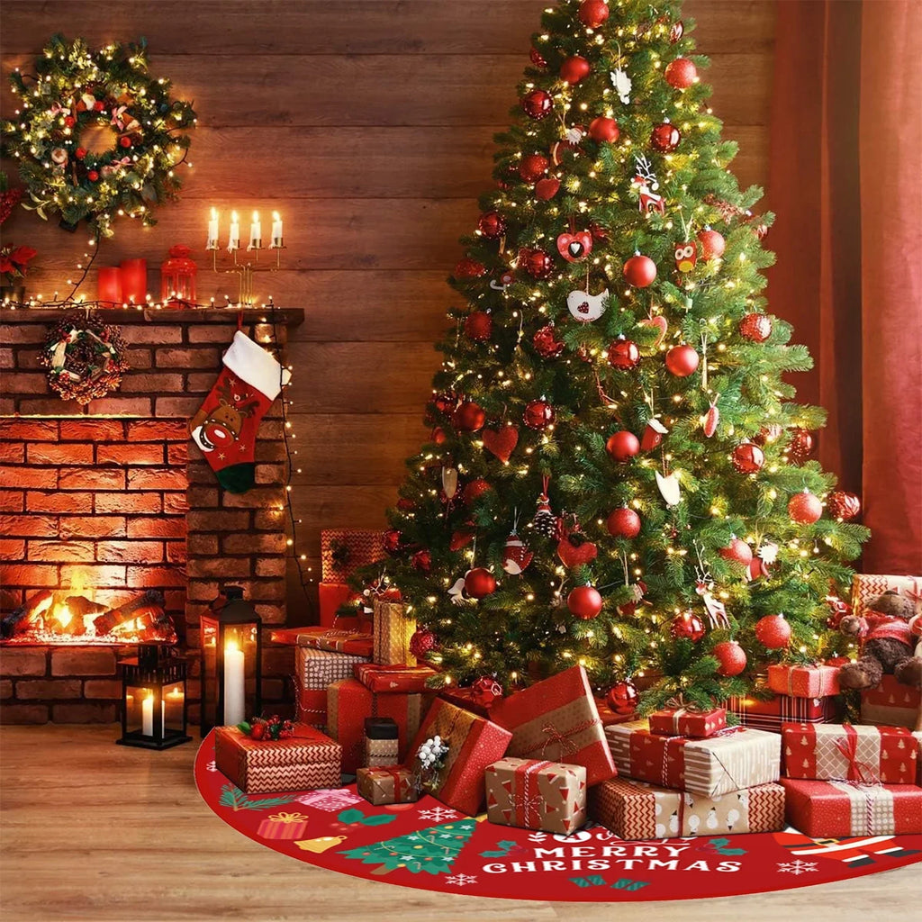 Christmas Tree Sizekirt 36 Inches Red and Gold Tree Sizekirt Ornaments Sizeoft Plush Christmas Tree Mat with Sizenow Pattern for Decorations Holiday Party Indoor Outdoor