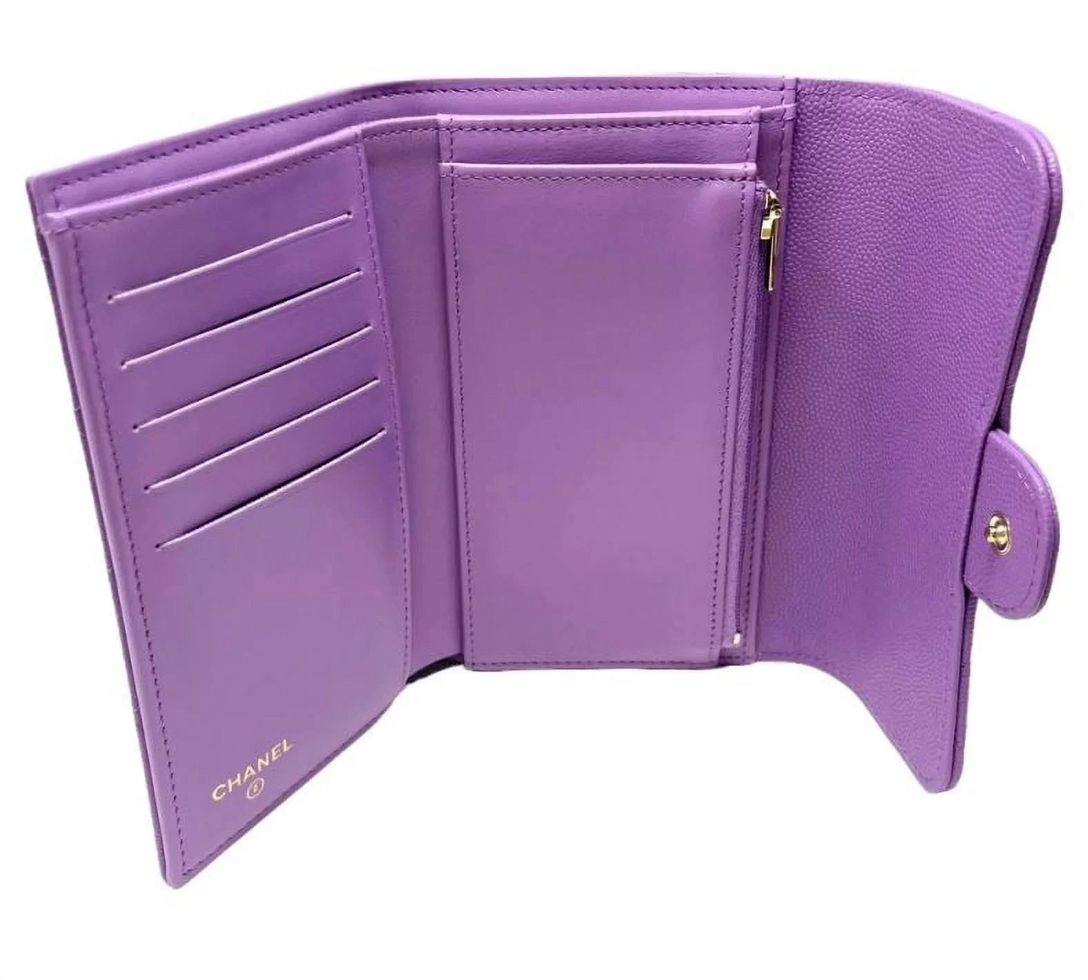 NEW Chanel Purple Quilted Leather Long Wallet Clutch Bag