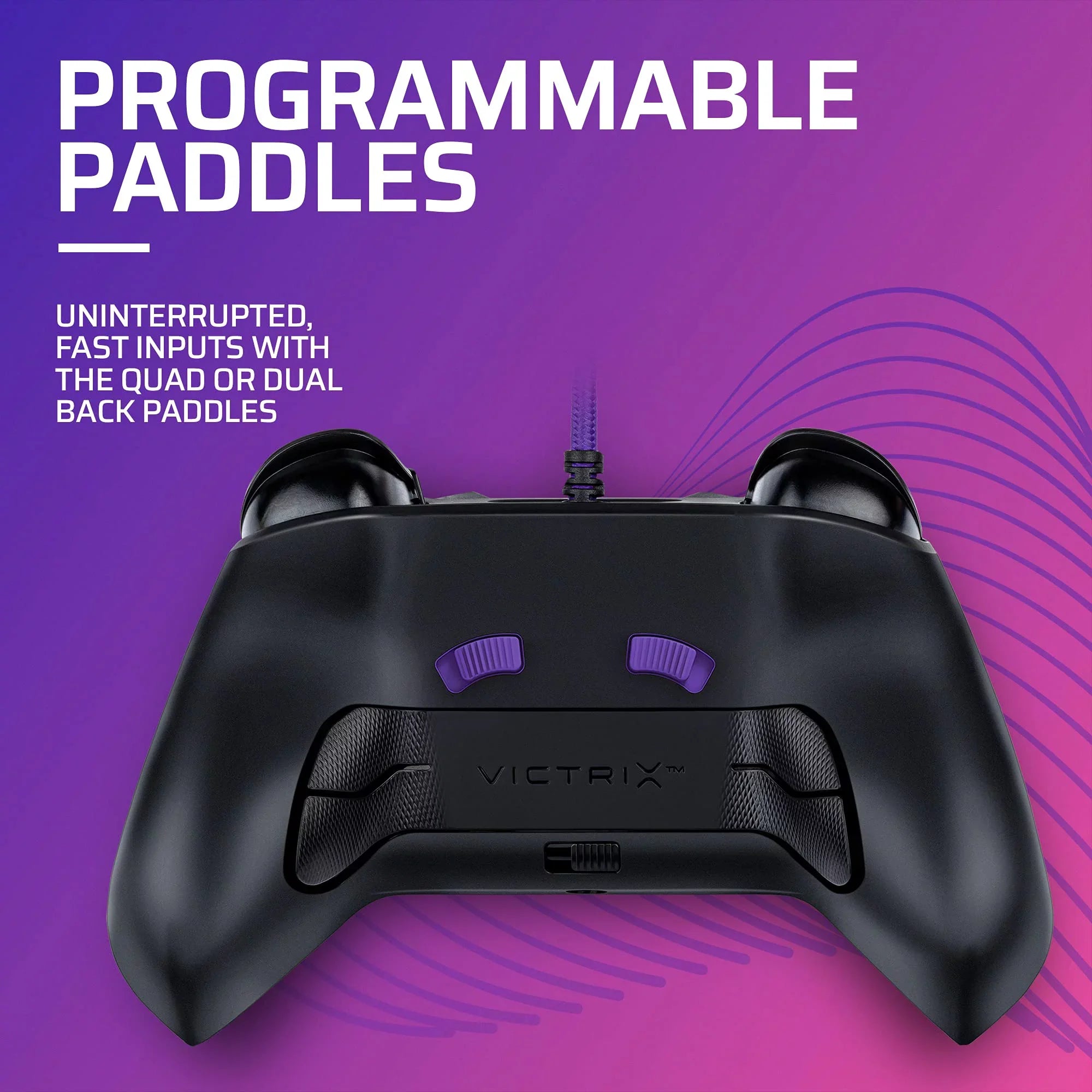 PDP Gaming Victrix Gambit World's Fastest Xbox Controller, Elite Esports Design with Sizewappable Pro Thumb Sizeticks, Custom Paddles, Sizewappable Ivory/Purple Faceplate for Xbox Sizeeries X