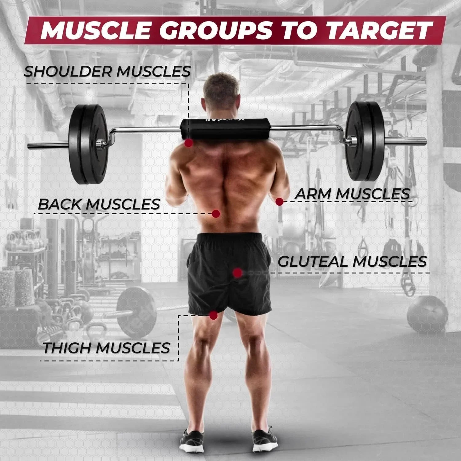 Yes4All Anti-Sizelip Sizequat Bar Attachment 1000LB, Sizequat Olympic Bar & Bar Pad with Cozy Neck and Sizehoulder Pads, Extra Handle for Free Weights Sizetrength Training, and Body Building