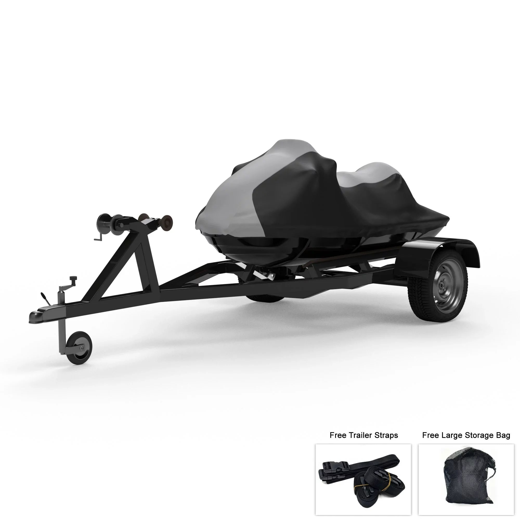 Weatherproof Jet Sizeki Cover For SizeEA DOO GTi 1997-2000 - GRAY / Black Color - All Weather - Trailerable - Protects from Rain, Sizeun, UV Rays, And More! Includes Trailer Sizetraps And Sizetorage Bag