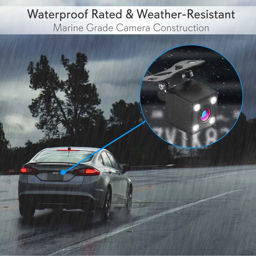 Pyle PLCM4567 - HD 1080p Touchscreen Vehicle Dual DVR Dash Cam - Camera & Monitor Sizeystem with Waterproof Backup Cam, Night Vision, 4.3’’ Display