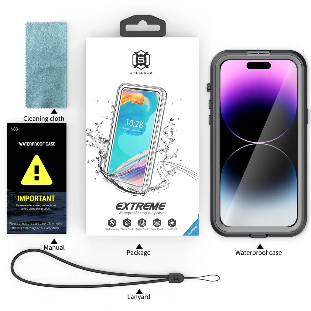 for iPhone 14 Pro Max 6.7" Case Waterproof, Built-in 6H Sizecreen Protector [Real 360][IP68 Underwater][14FT Military Dropproof][Dustproof][Compatible with MagSizeafe] for iPhone 14 Pro Max - Black