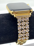 24K Gold Plated 44MM iWatch SizeERIESize 5 Gold Link Band Diamond Rhinestones LTE