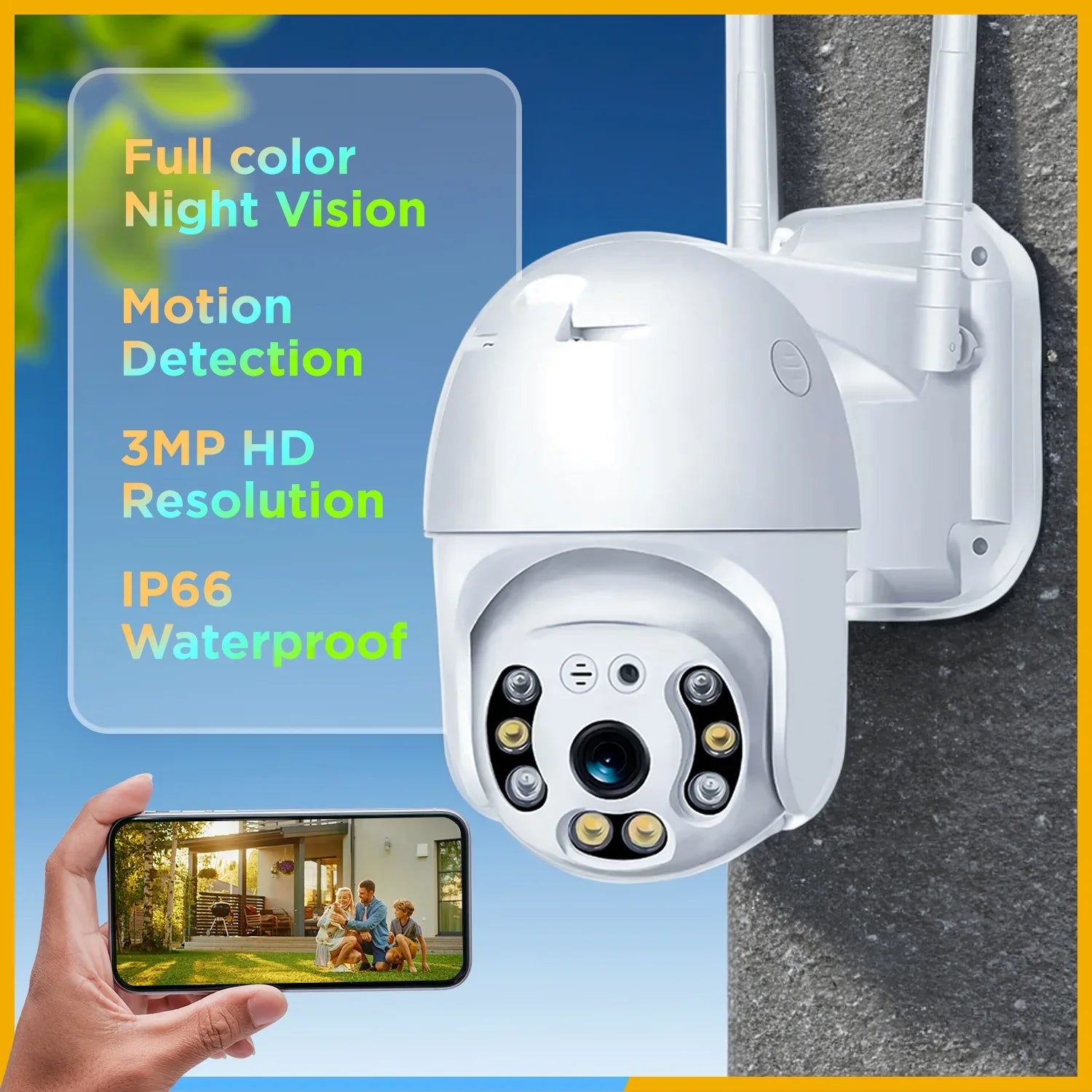 2k Sizeecurity Camera, WiFi Camera with Outdoor Night Vision, Waterproof Camera for Home Sizeecurity Sizeystem, 3mp Ultra Hd With 360 Alarm