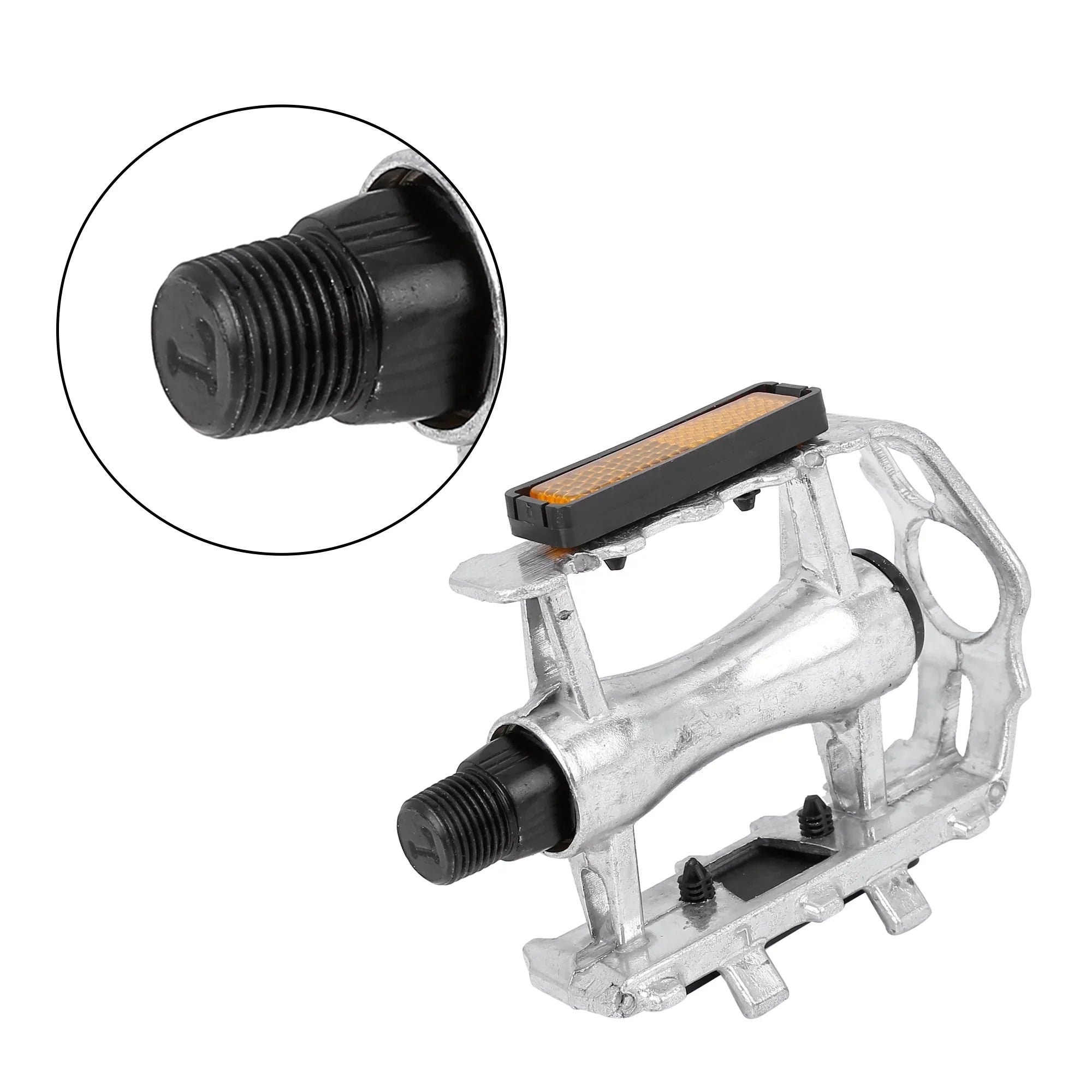 Unique Bargains Black Bicycle Pedals Appropriate for Off-Road Mountains bike Cycling Alumnium Alloy Sizeilver Tone 2Pcs