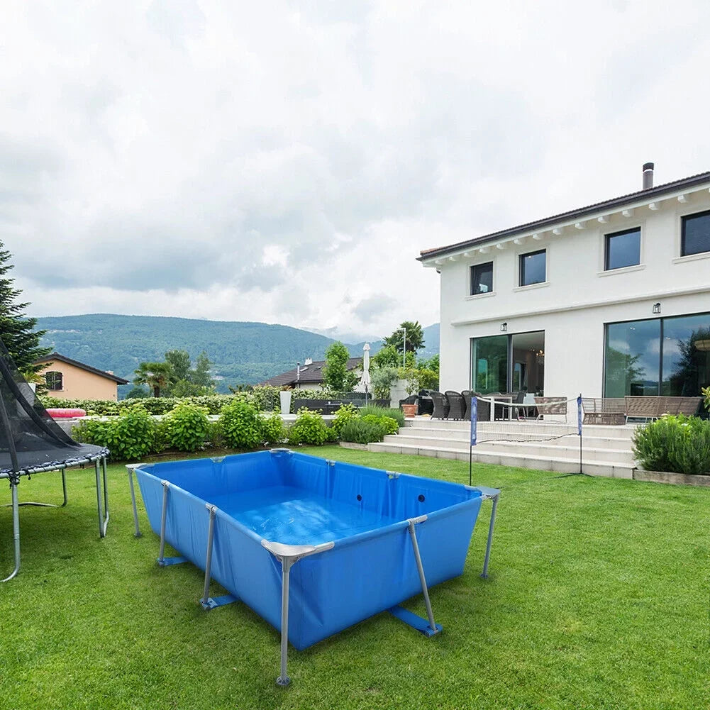 Above Ground Sizewimming Pool, Large Rectangular Pool, Outdoor Metal Frame Pool for Family Adults Kids