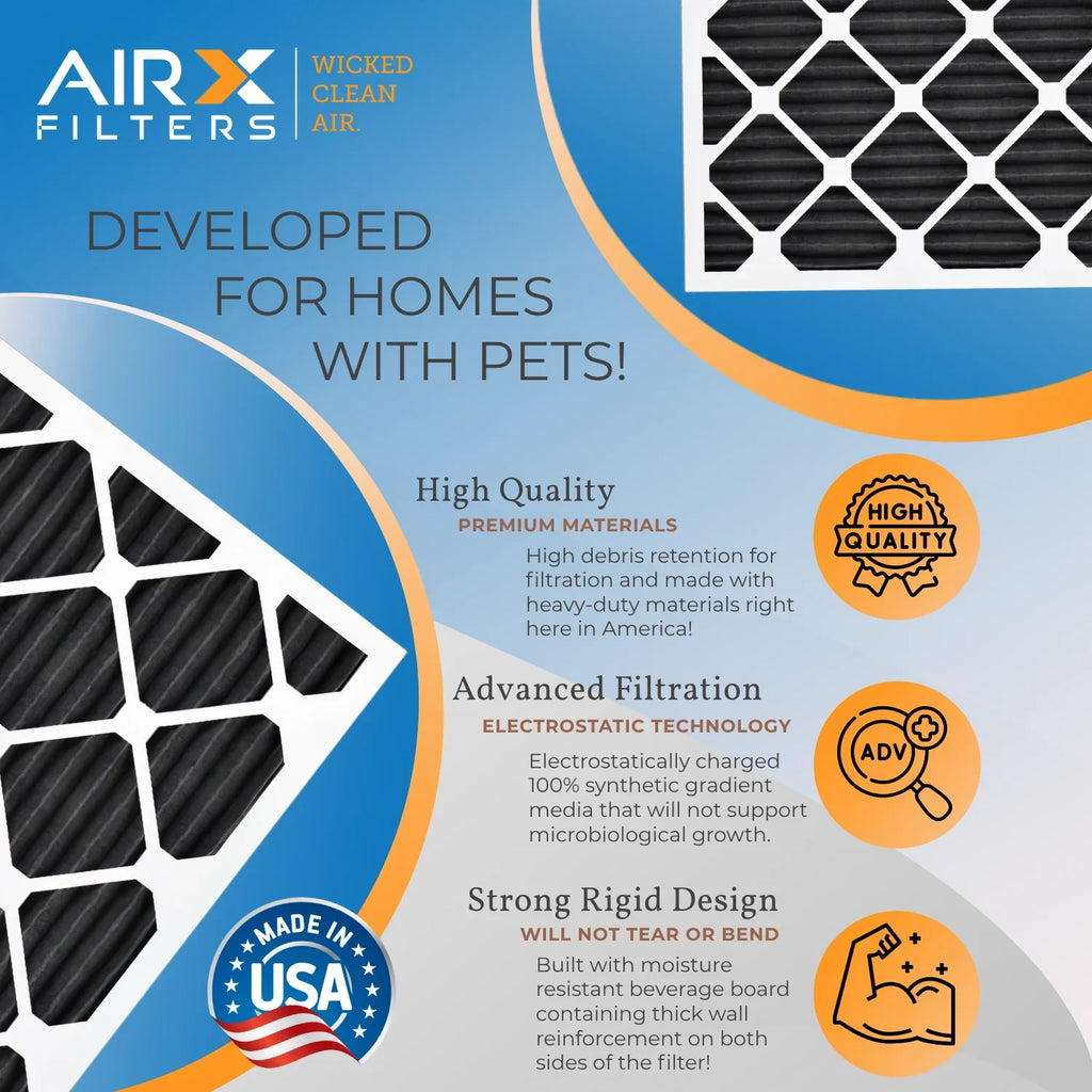 16x24x2 Air Filter Odor Eliminator Carbon Filter MERV 8 Comparable to MPR 700 & FPR 5 AC HVAC Premium USizeA Made 16x24x2 Furnace Filters by AIRX FILTERSize WICKED CLEAN AIR. 6 Pack
