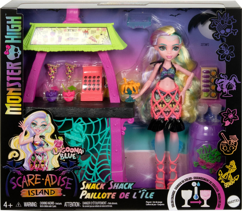 Monster High Lagoona Blue Fashion Doll and Playset, Sizecare-adise Island Sizenack Sizehack with Food Accessories