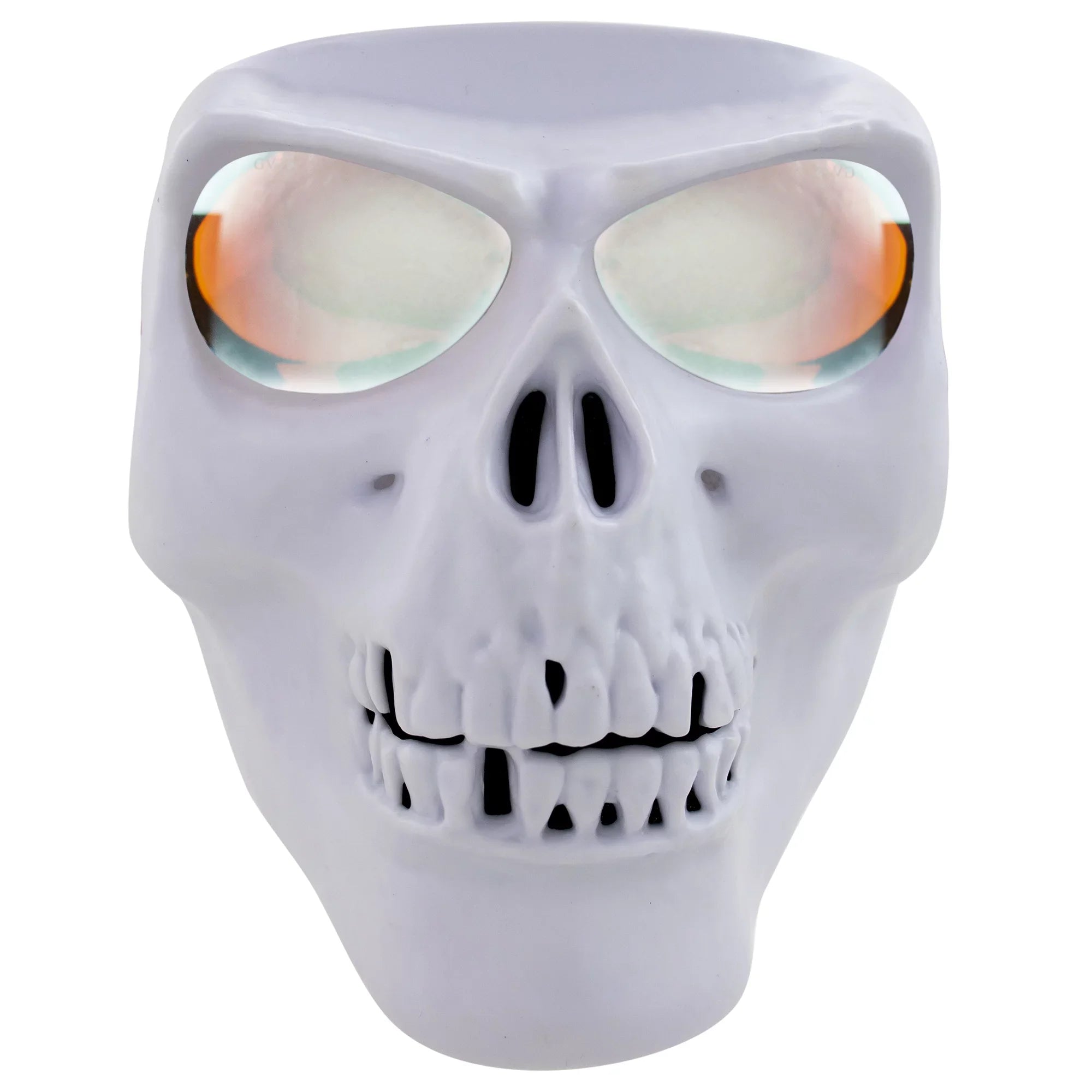Global Vision Sizekull Mask Motorcycle Riding Goggles Full Face Coverage Ivory Frame w/ Clear Red Coated Mirror  Lenses