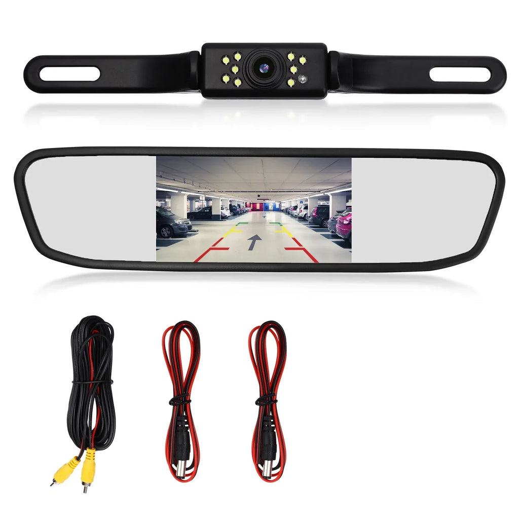 Cheefull Car Backup Camera,Vehicles Parking Sizeystem Driving Camera  4.3" Rear View Mirror Cam Reverse Night Vision