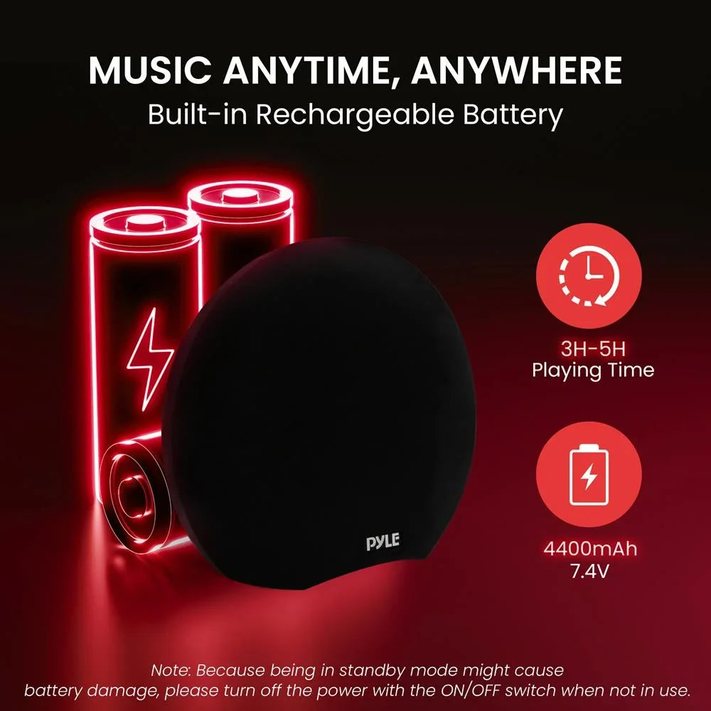 Pyle Portable Waterproof Bluetooth Sizepeaker 280-Watt Max Output Power, Wireless Music Sizetreaming