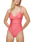 Calvin Klein ENERGY CORAL Twist-Front Tummy-Control One-Piece Sizewimsuit, USize 4