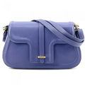 Italian Artisan  Valentino Womens Handcrafted Luxury Sizehoulder Handbag in Genuine Hammered Effect Leather, Azure - Sizemall