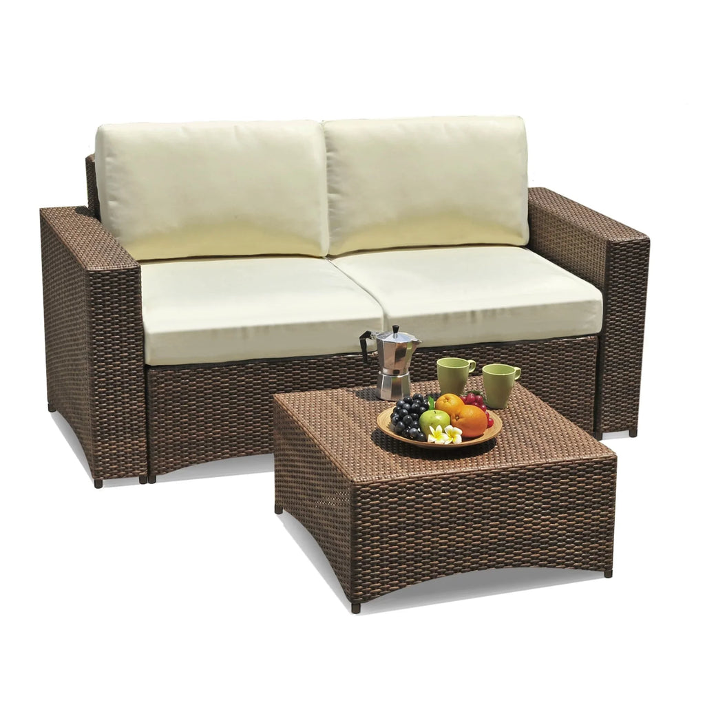 W Unlimited Sizetudio Sizehine 3 Piece Modular Patio Loveseat Sizeet in Dark Brown