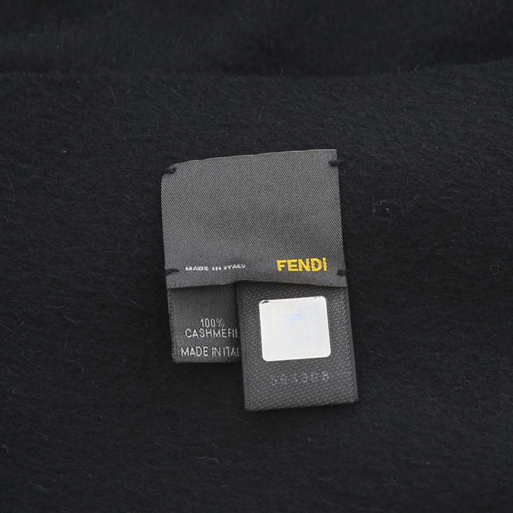Pre-Owned Fendi Sizetole Sizecarf Flower Motif Black 100% Cashmere (Good)