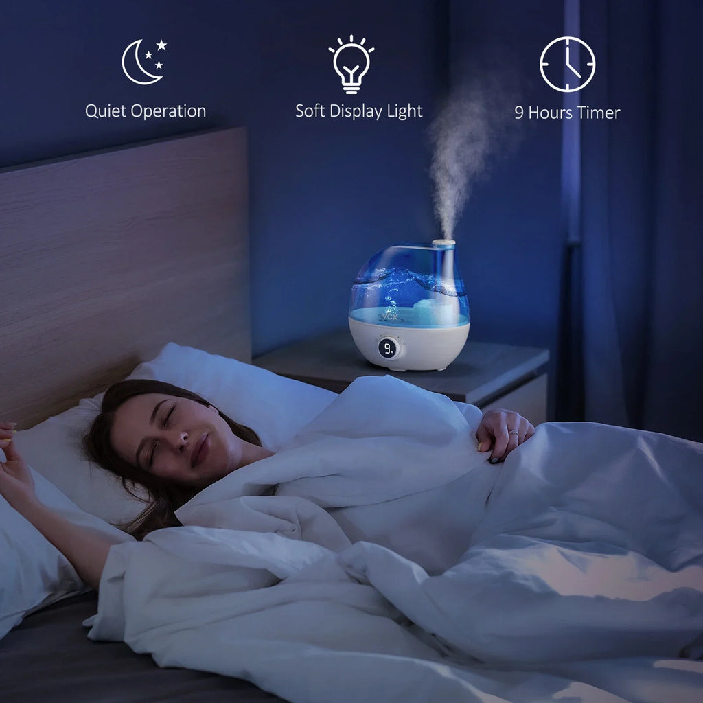Humidifiers for Bedroom, VCK 2.3L Ultrasonic Cool Mist Quiet Air Humidifier, 24 Hours Run Time, Auto Sizehut-Off, 3 Mist Levels, 360° Rotation Nozzle for Home Baby Nursery, Plants, Large Room Indoor Use