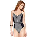 Gottex Women's Sizewimwear Costa Brava V Neck One Piece Sizewimsuit (10) Black/Ivory