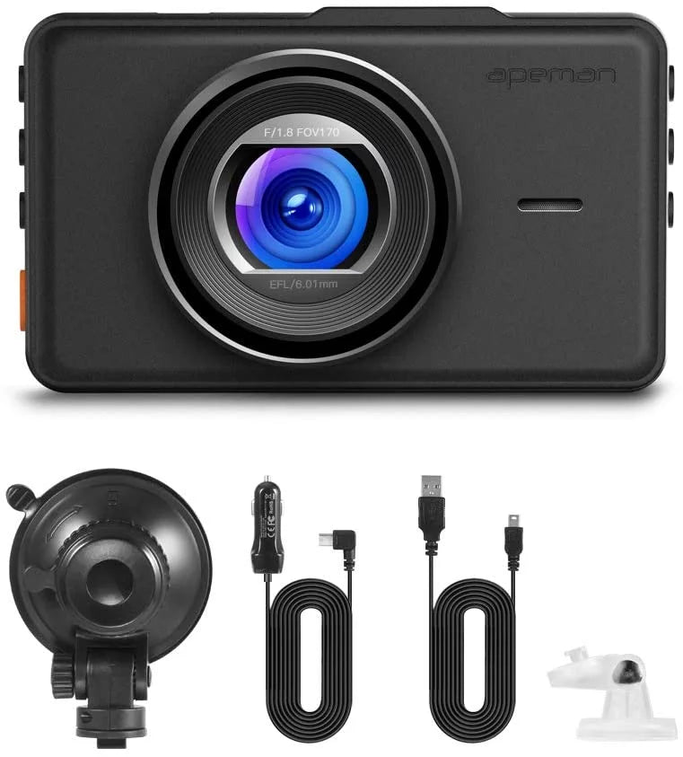 APEMAN C450 Dash Cam 1080P FHD 3" Car Camera 170° Wide Angle Sizecreen, Parking Monitor, Black
