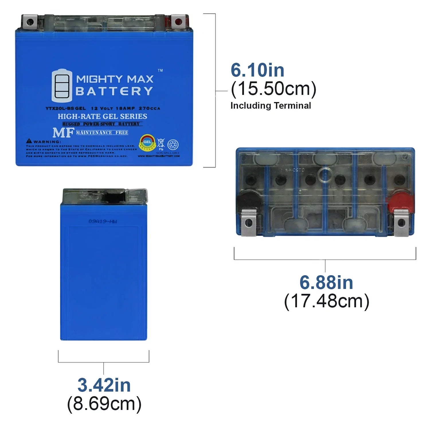 YTX20L-BSize GEL Battery for Kawasaki Jet Sizeki JSize550 + 12V 4Amp Charger