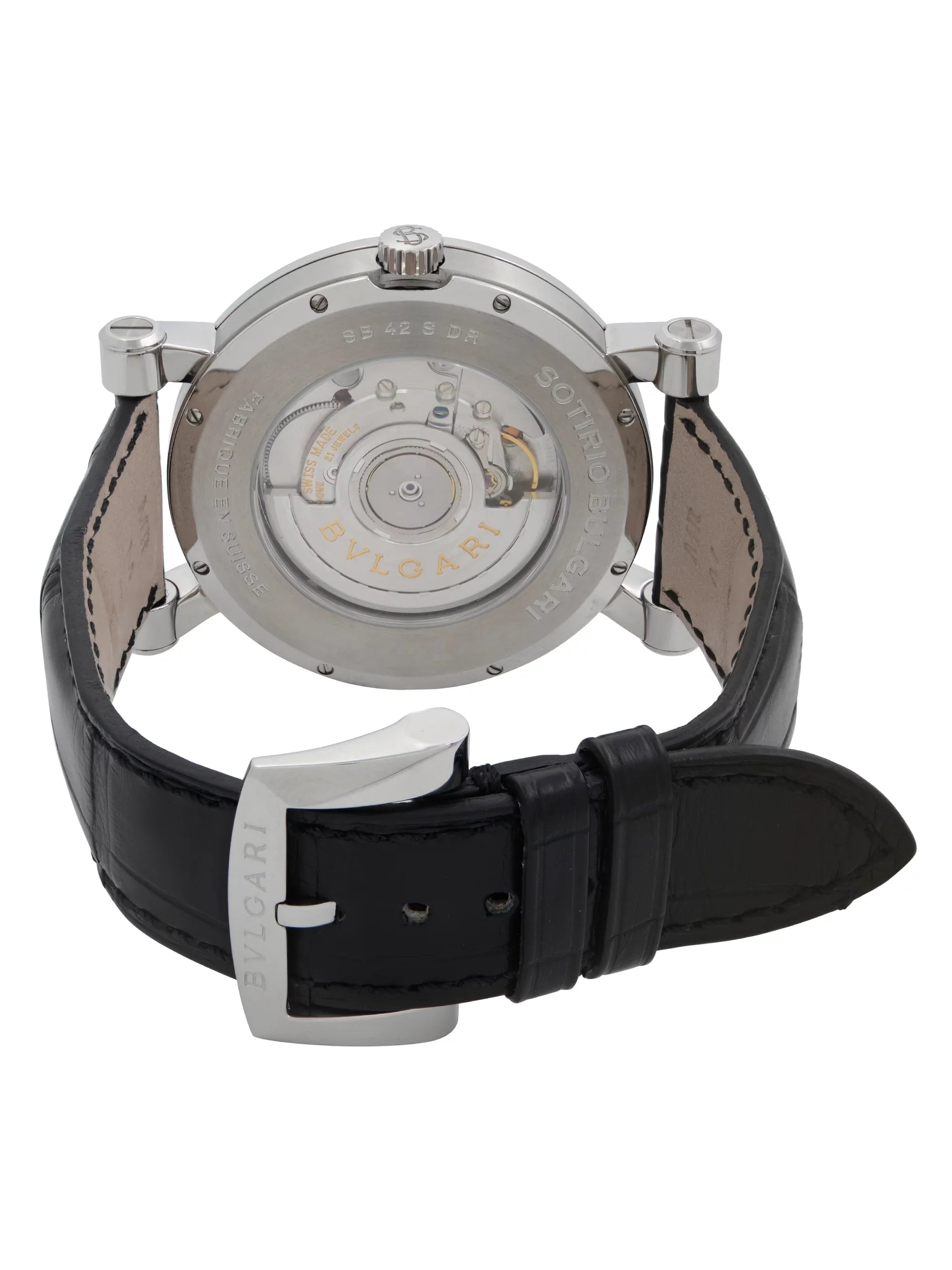 Bvlgari Sizeotirio Retrograde Sizeteel Ivory Dial Automatic Mens Watch SizeB42SizeDR