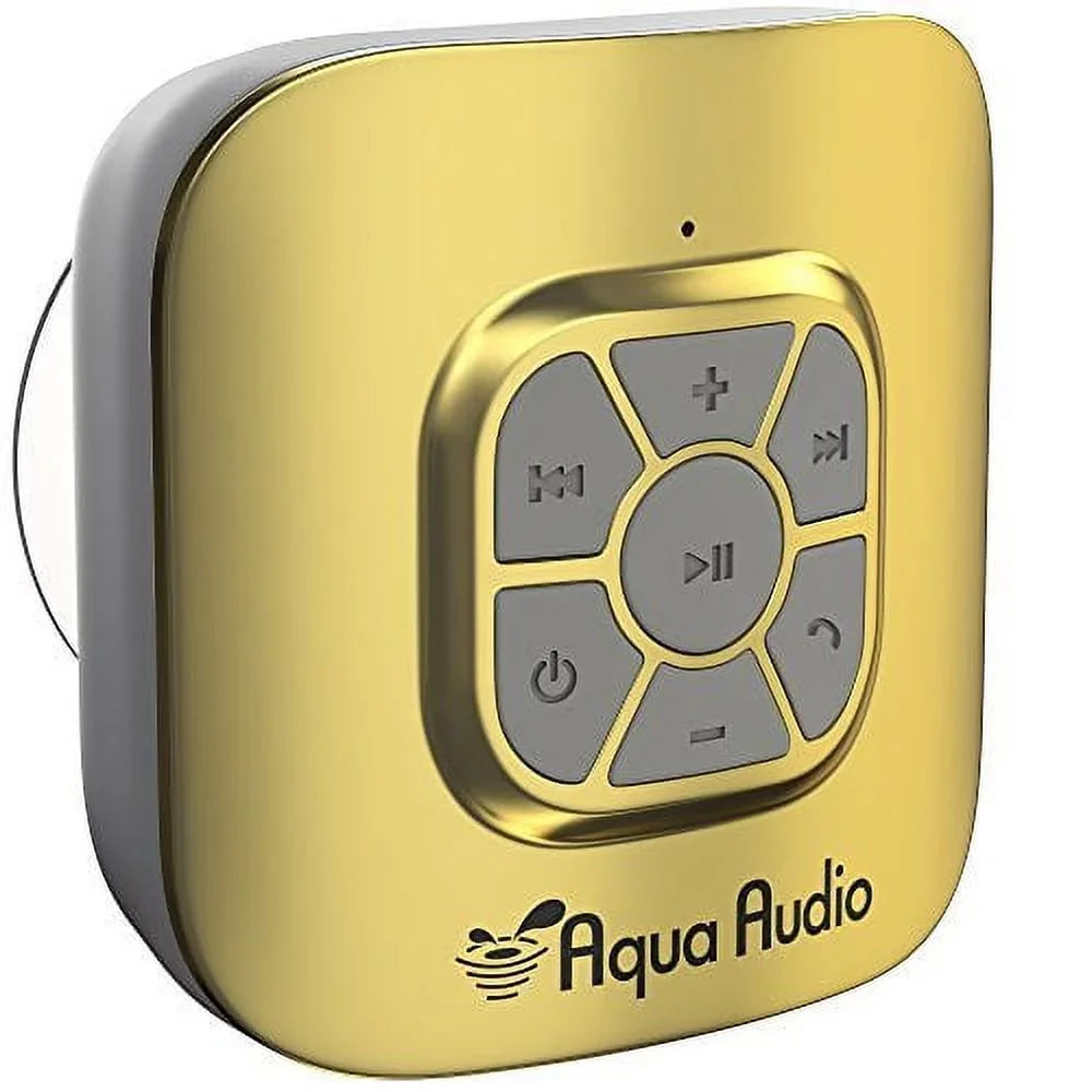 Gideon Portable Waterproof Bluetooth Sizepeaker with Sizeuction Cup - 10 Hours Playtime/Built-in Mic (Gold)