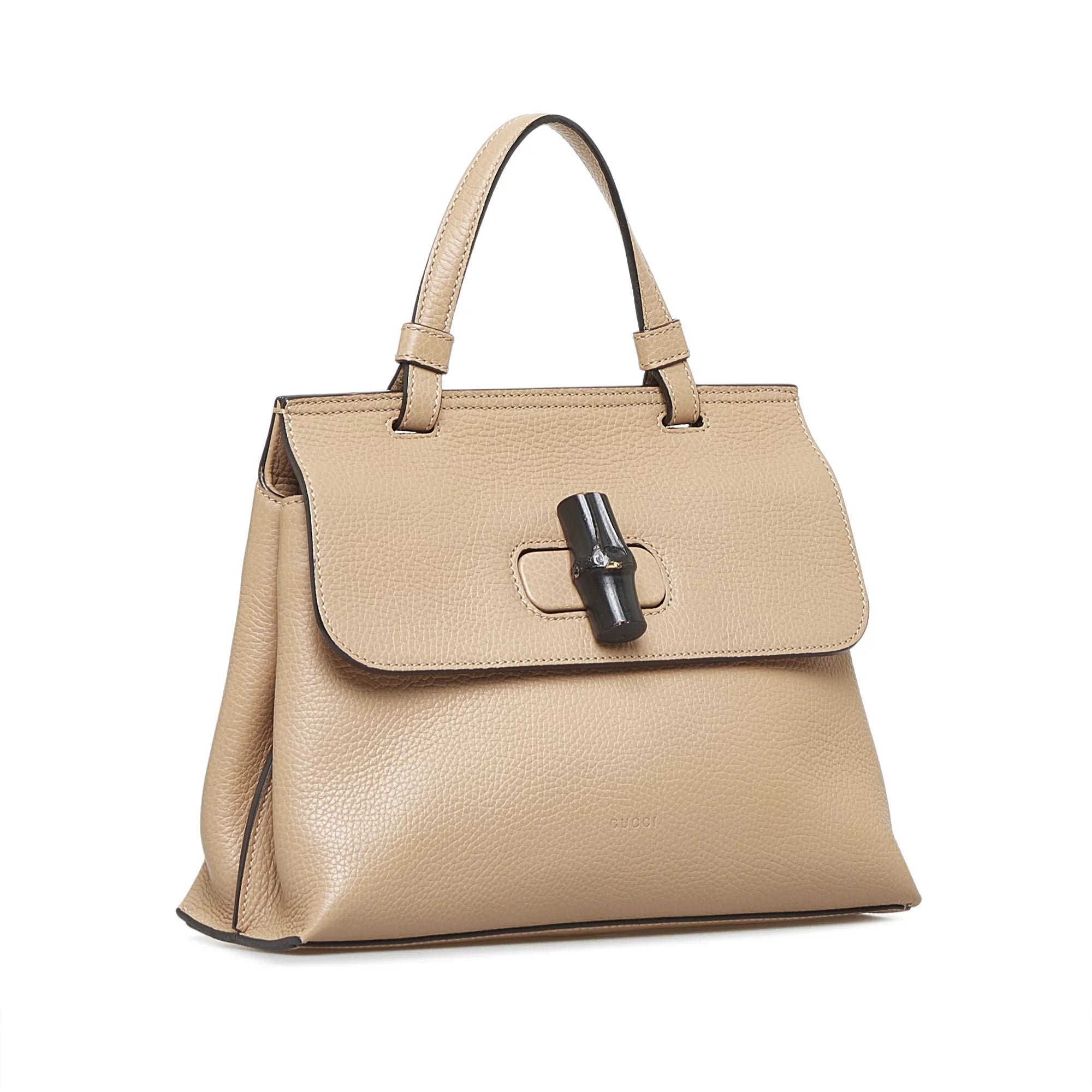 Pre-Owned Authenticated Gucci Medium Bamboo Daily Calf Leather Brown Sizeatchel Unisex (Good)