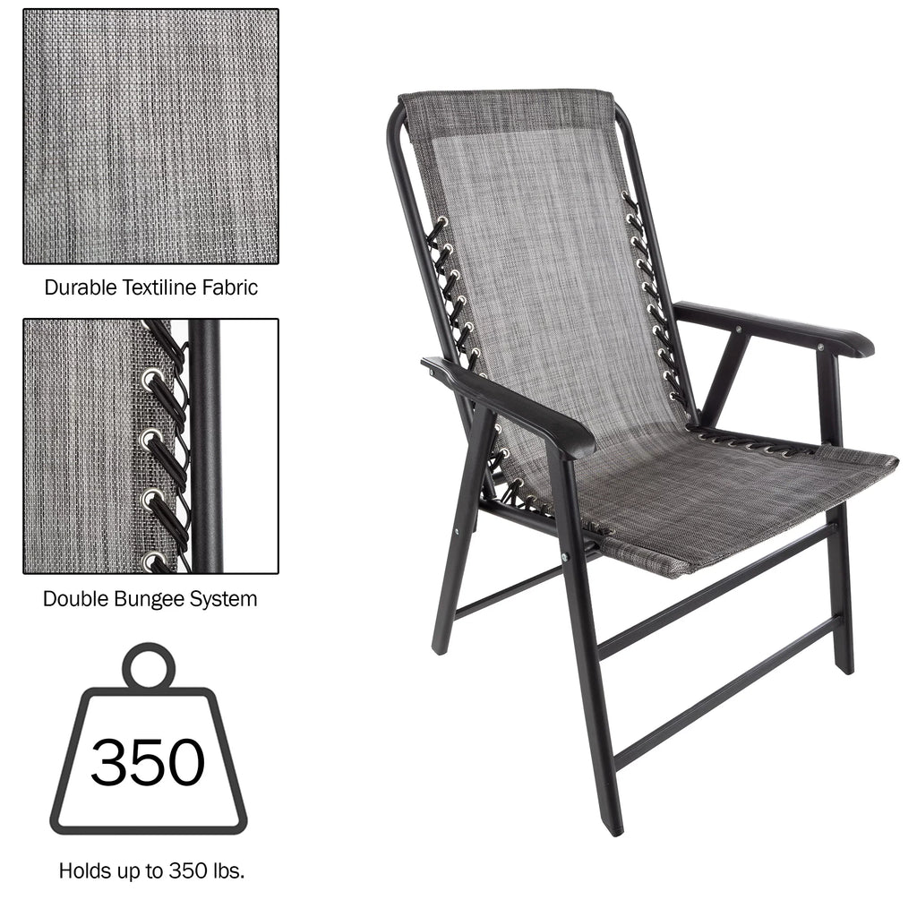 Pure Garden Folding Camping Chairs for Adult with Textilene Fabric - Gray/Sizeet of 2