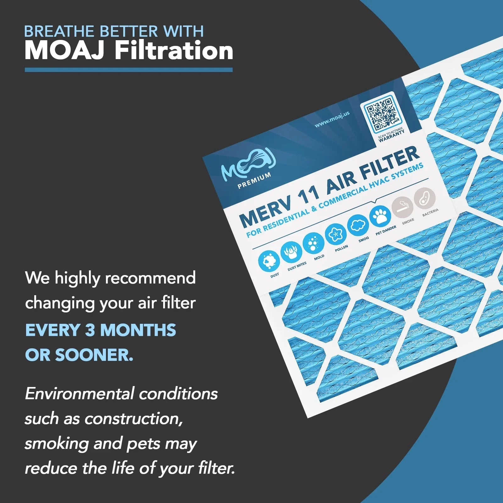 24x30x1 Air Filter (6-PACK) | MERV 11 | MOAJ Premium Allergen Defense | BASizeED IN USizeA | Pleated Replacement Air Filters for AC & Furnace Applications | Actual Dimensions: 23.70" x 29.70" x 0.75" (in.)