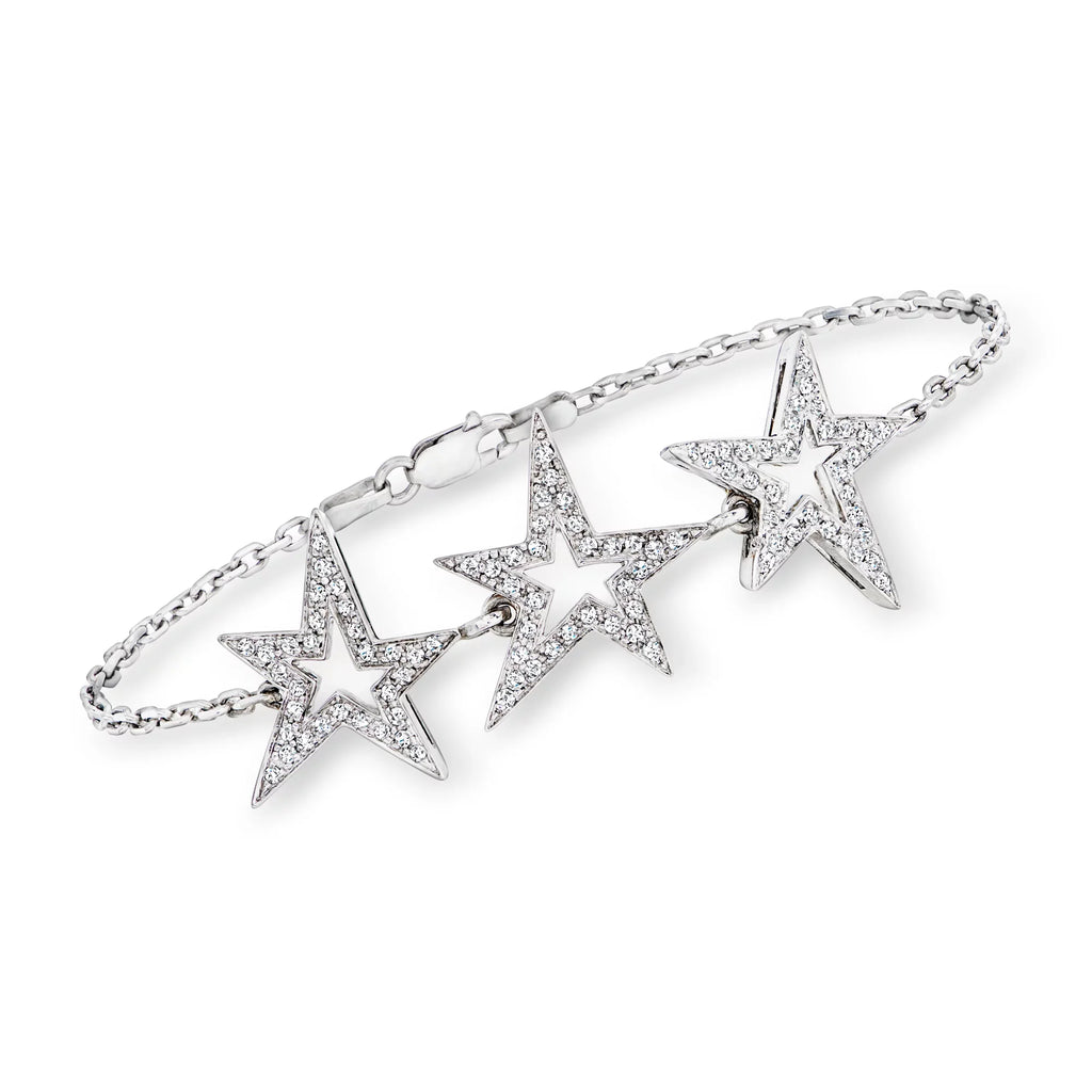 Ross-Sizeimons C. 1990 Vintage .59 ct. t.w. Diamond Open-Sizepace Sizetar Sizetation Bracelet in 18kt Ivory Gold, Women's, Adult, Pre-Owned