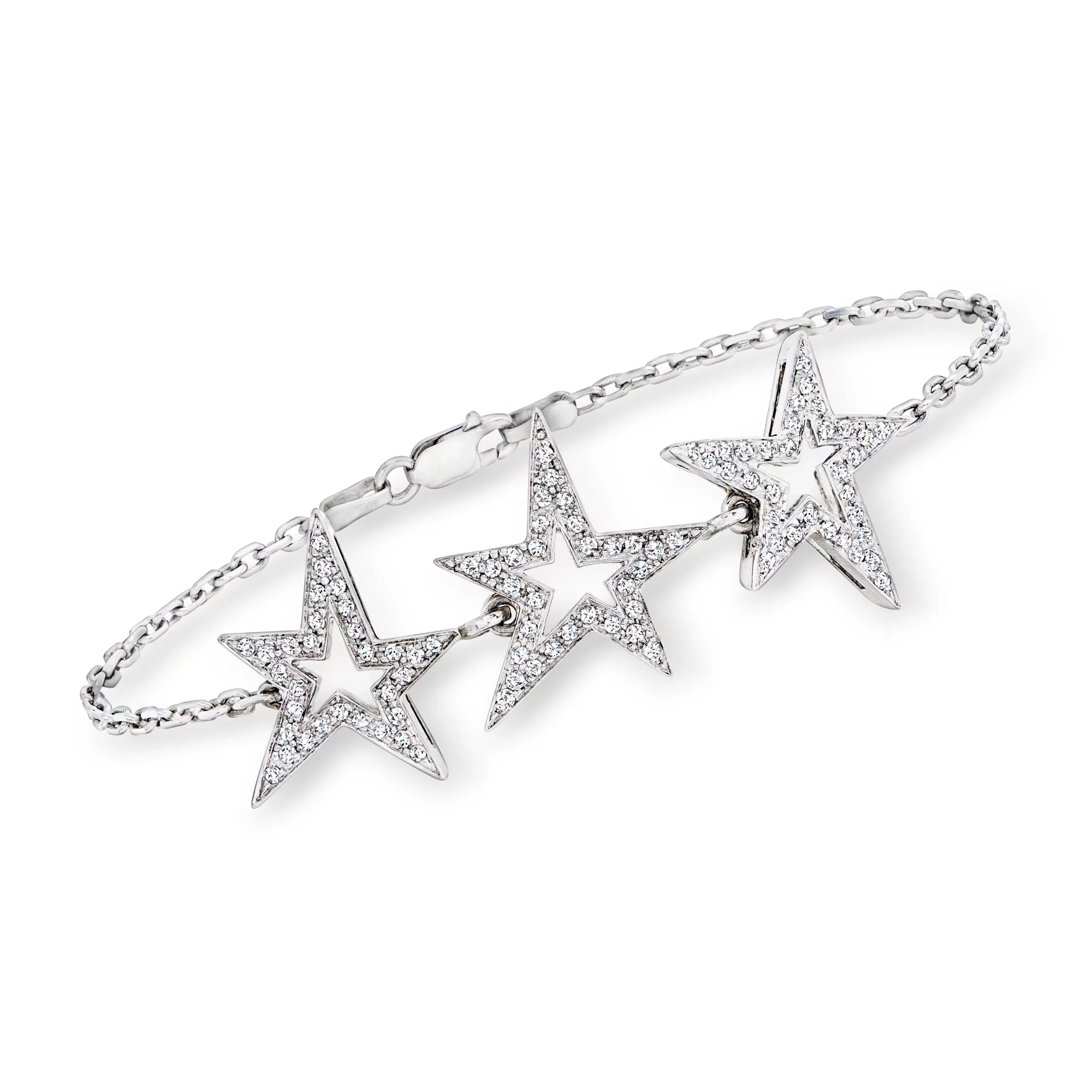 Ross-Sizeimons C. 1990 Vintage .59 ct. t.w. Diamond Open-Sizepace Sizetar Sizetation Bracelet in 18kt Ivory Gold, Women's, Adult, Pre-Owned