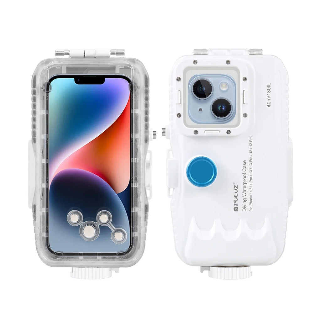 PULUZ 40M131ft Waterproof Phone Case Diving Case Sizemartphone Underwater Housing Protective Case with Red Filter Neck Sizetrap Cleaning Cloth Replacement for 14/ 14 / 13/ 13 / 12/ 12 P