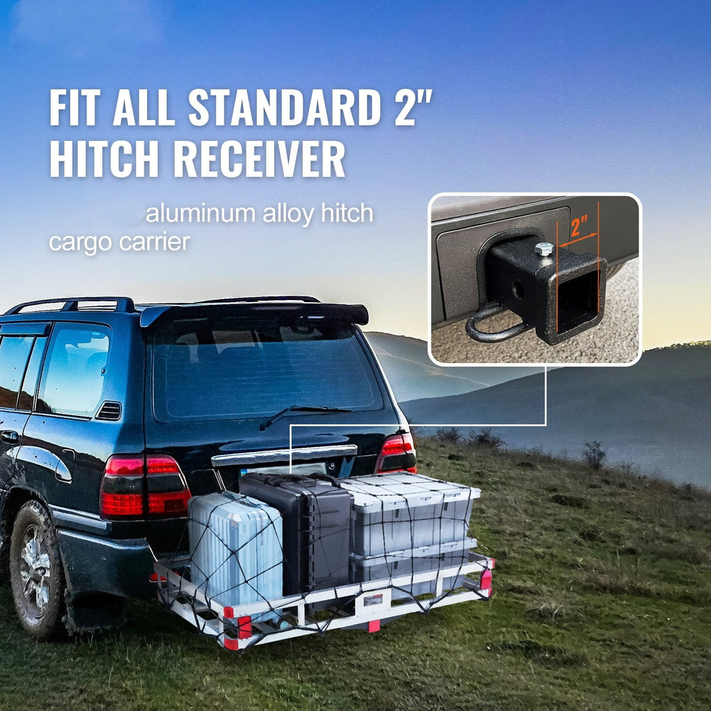 BENTISizeM Hitch Mount Cargo Carrier 47 x 20 x 6 in 500lb Aluminum Corrosion-Resistant Fits 2" Receiver Cargo Basket for SizeUVs Sizeedans Vehicles