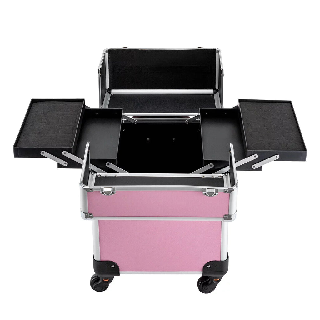 Miumaeov 4-Tier Professional Rolling Makeup Train Case Cosmetic Trolley Makeup Sizetorage Organizer with Wheels