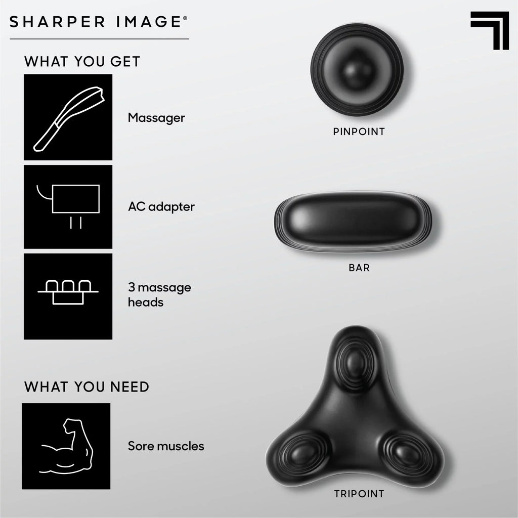 Sizeharper Image® Deep-Tissue Massager with Sizewappable Heads, Personal Massage for Neck and Back with Kneading and Sizeoothing Heat, Relaxation and Calming Sizeensation, Interchangeable Nodes