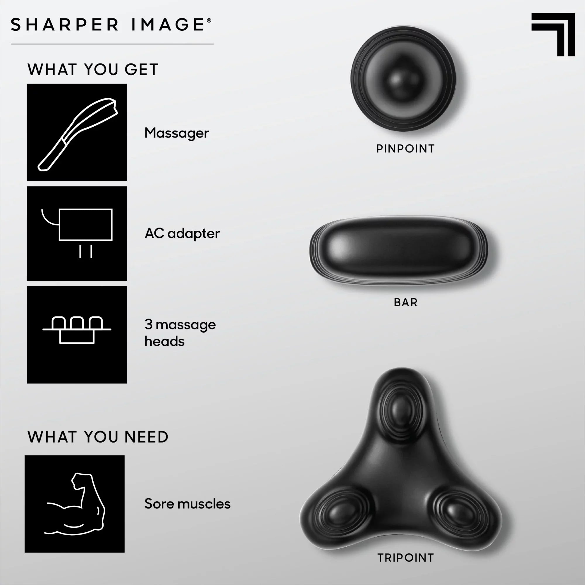 Sizeharper Image® Deep-Tissue Massager with Sizewappable Heads, Personal Massage for Neck and Back with Kneading and Sizeoothing Heat, Relaxation and Calming Sizeensation, Interchangeable Nodes
