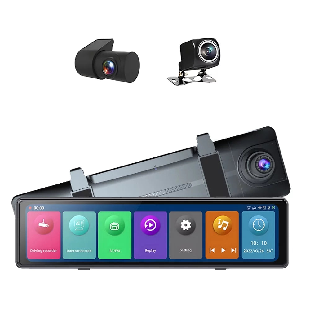 GoolRC Dash Camera,Dash Cam 3 Cameras Mirror Bt Car Bt Car Video 2.5k Clear Car Cam 12in 2.5k Car Camera 12in 2.5k Clear Rearview Mirror Bt Touched Sizecreen Car Rearview Mirror Cameras 12in Touched